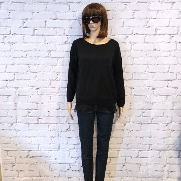 JOIE, Hilano black cashmere blend classic lace trim sweater - Picture 7 of 13